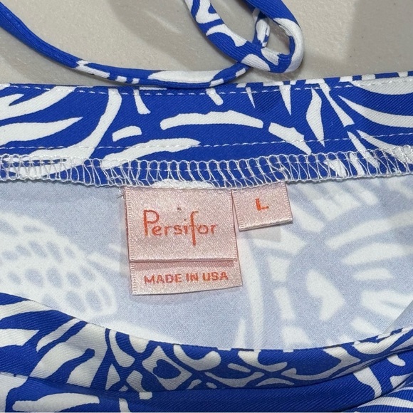 Persifor Large Pineapple V-Neck Shift Mini Dress Resort Preppy Vacation Beach - Picture 3 of 7